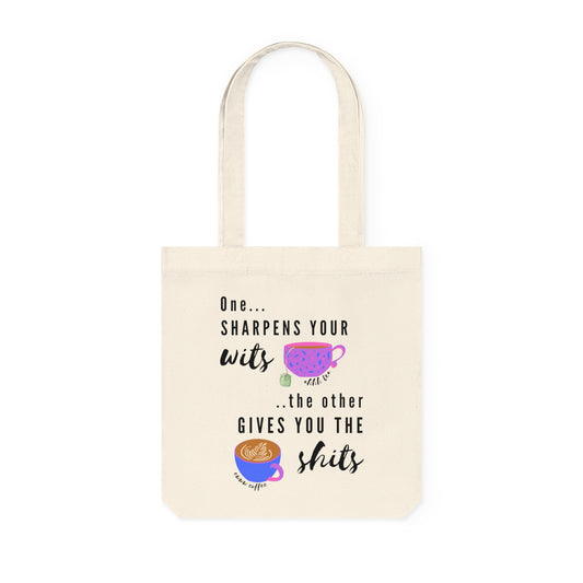 Coffee gives you the sh*ts - Sweary Woven Tote Bag